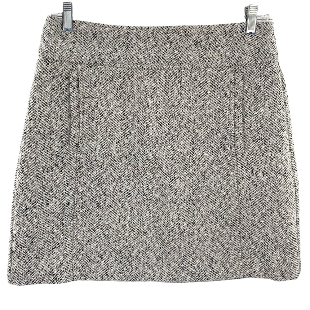 Loft Wool Bend Herringbone Pencil Skirt